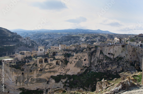 City view at Cappadocia with old houses on the rocks