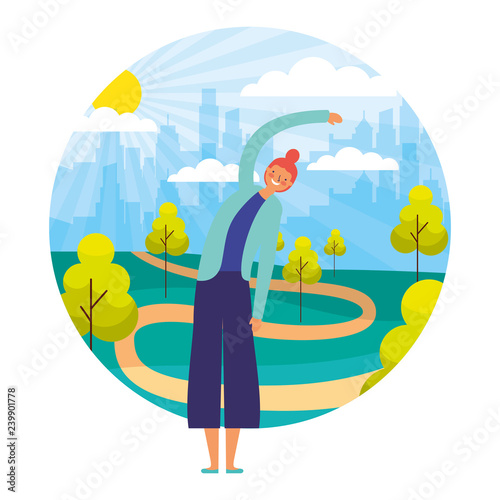 woman daily routine activity park