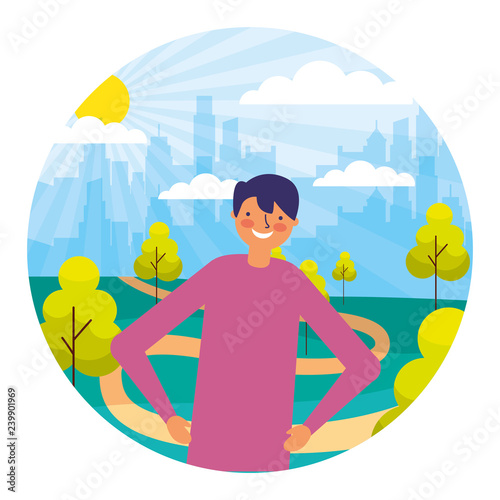 man daily routine activity park