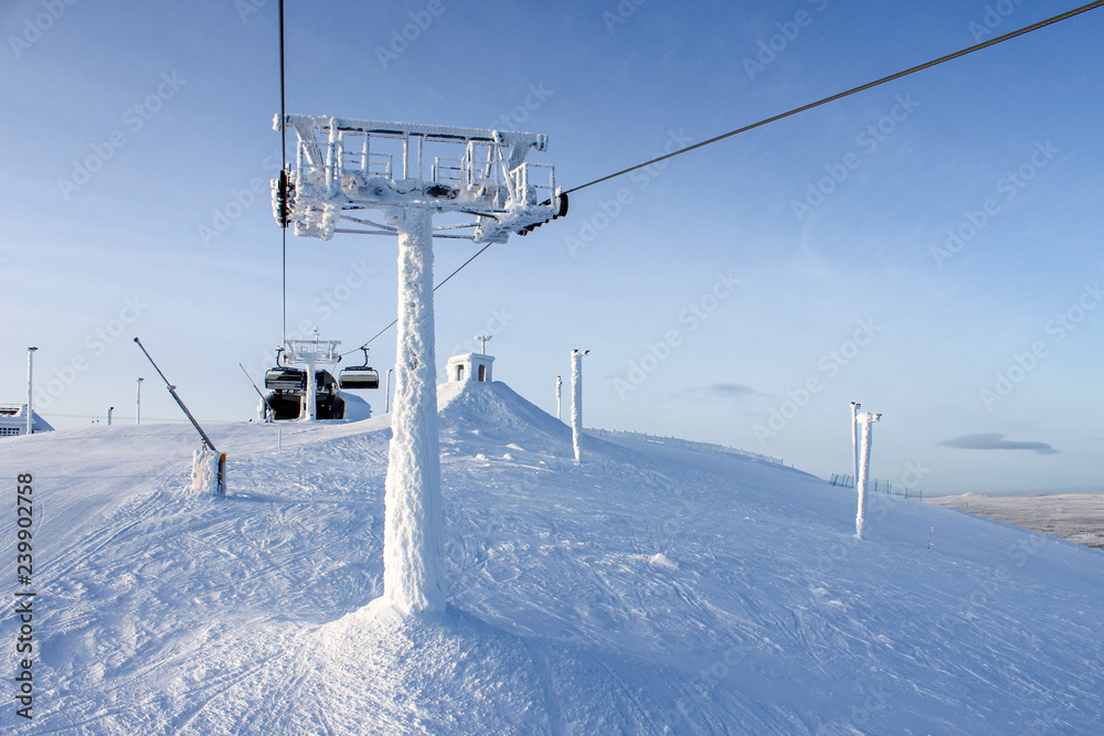 ski lift in mountains