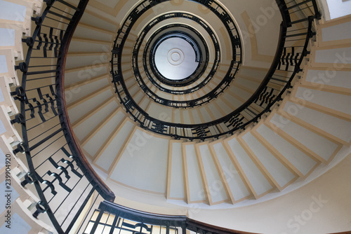 hypnotic pattern of a spiral staircase