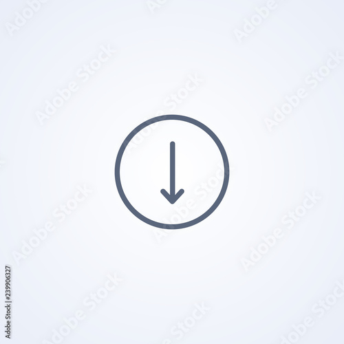 Down arrow icon, vector best gray line icon