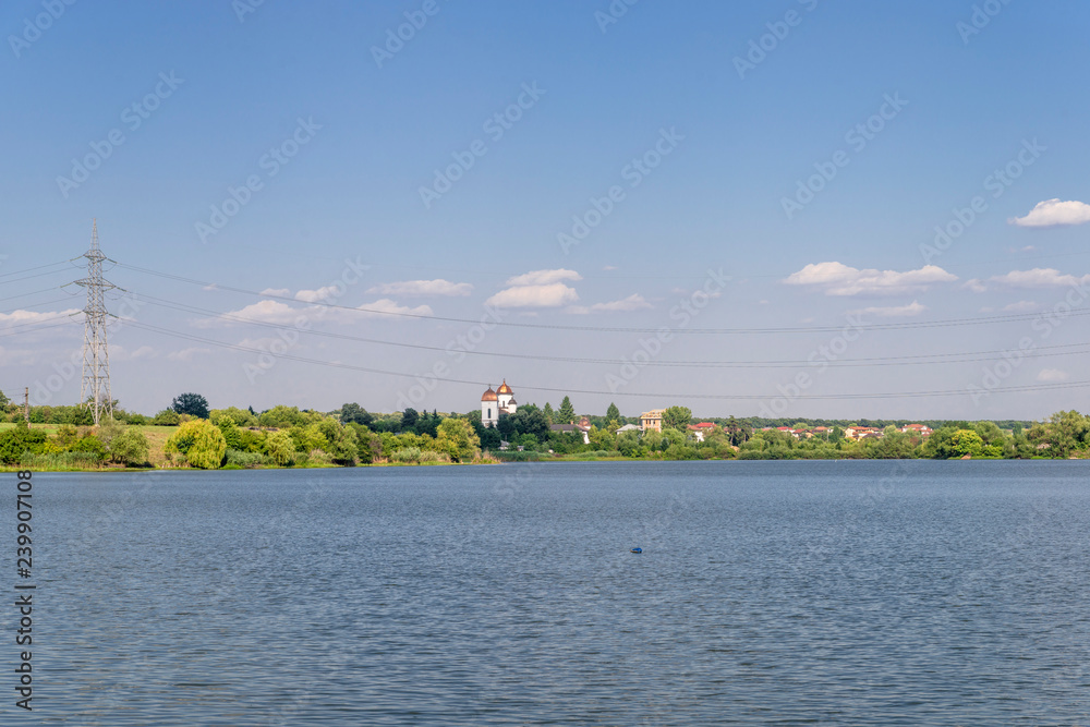 the view on the lake in Lacul Cernica in Romania