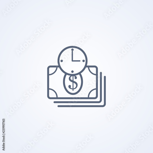 Money time, earn time, vector best gray line icon