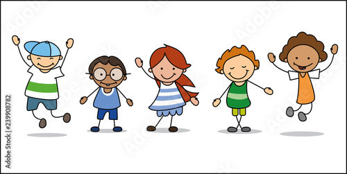 glückliche kinder spielen und tanzen  illustration 