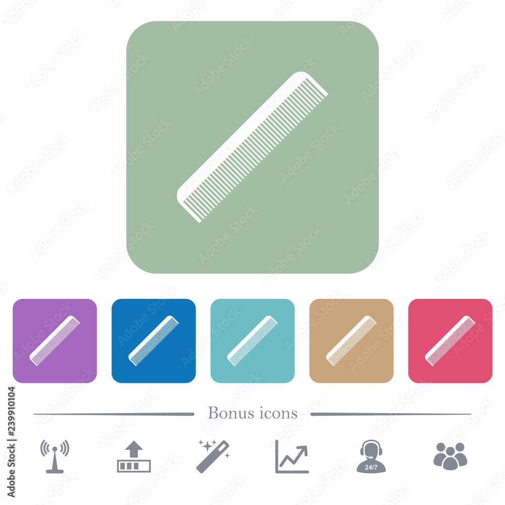 Simple comb flat icons on color rounded square backgrounds Simple comb flat icons on color rounded square backgrounds