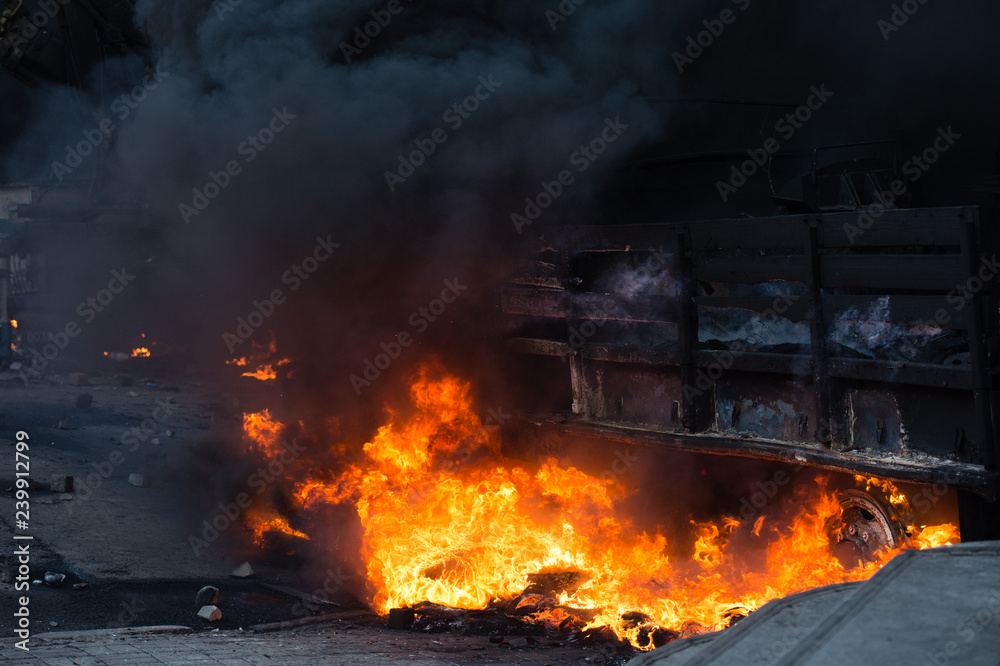 Riots, fire in the city Riots, fire in the city