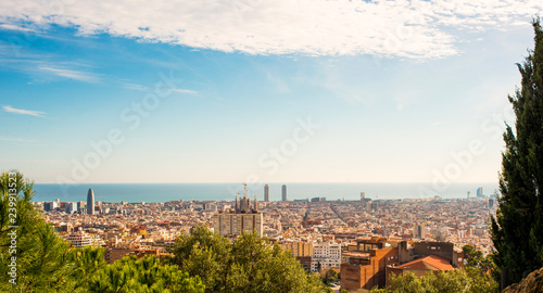 panorama of barcelona from park guell