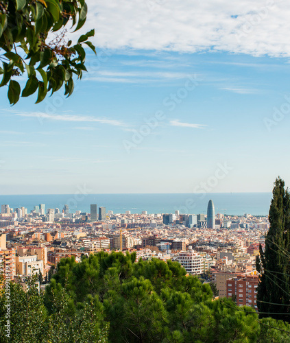 panorama of barcelona from park guell