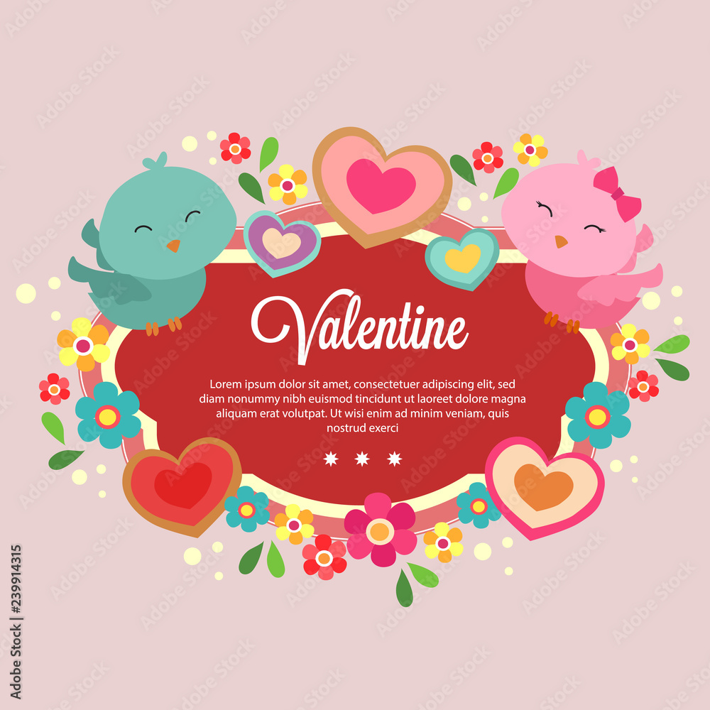 cute template valentine with cute couple bird cute template valentine with cute couple bird