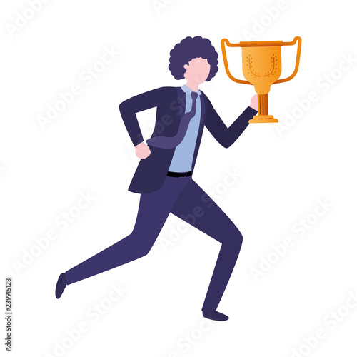 businessman  with trophy avatar character