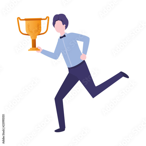 businessman  with trophy avatar character