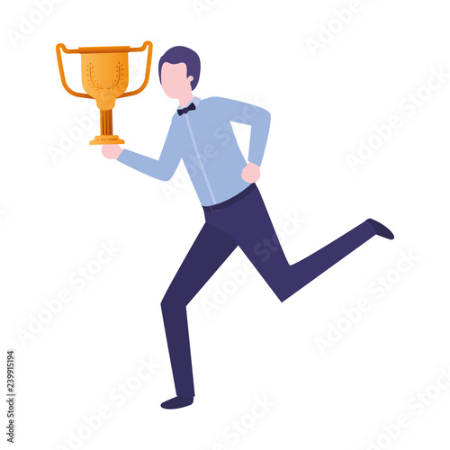 businessman  with trophy avatar character