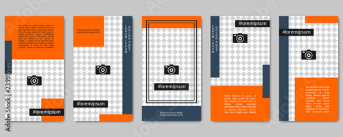 Trendy social network stories editable vector templates collection. Web application background for social media