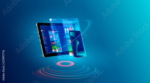 Isometric mobile phone and internet banking. online payment security transaction via credit card. protection shopping wireless pay through smartphone.
