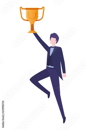 businessman with trophy avatar character