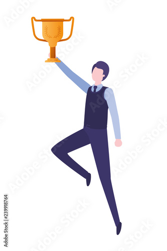 businessman with trophy avatar character