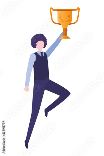 businessman with trophy avatar character