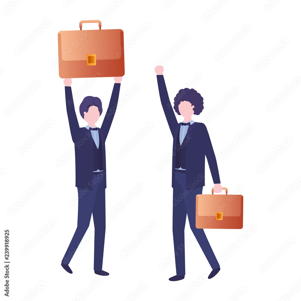 business men with portfolio avatar character business men with portfolio avatar character