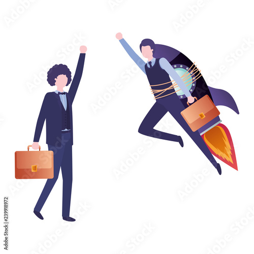 businessmen with rocket avatar character