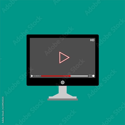 Video tutorials, study and learning concept. Vector flat illustration - Vector