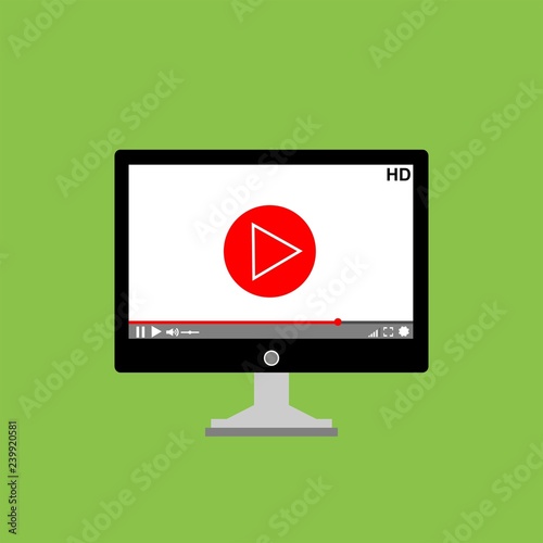 Video tutorials, study and learning concept. Vector flat illustration - Vector