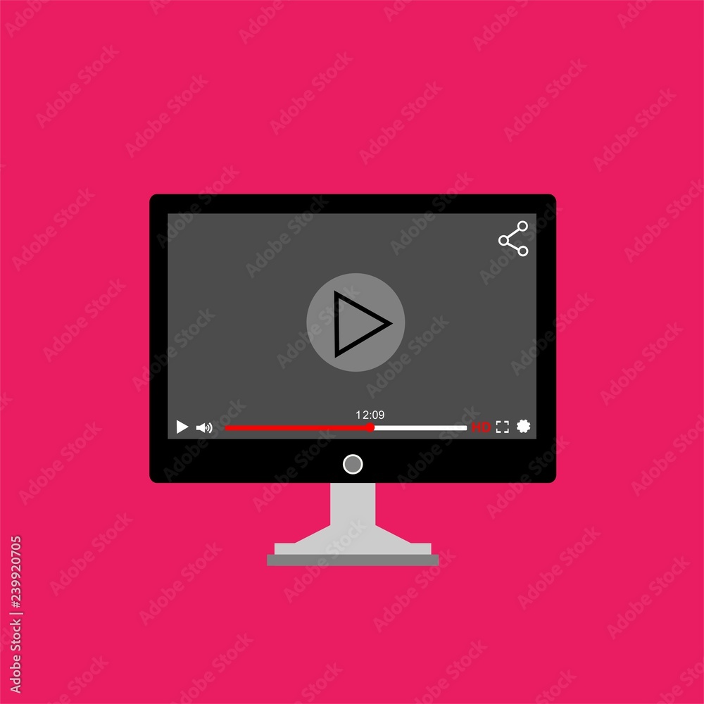 Video tutorials, study and learning concept. Vector flat illustration - Vector Video tutorials, study and learning concept. Vector flat illustration - Vector