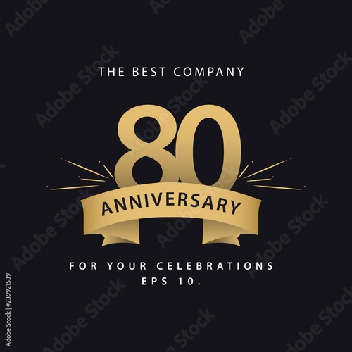 80 Year Anniversary Vector Template Design Illustration