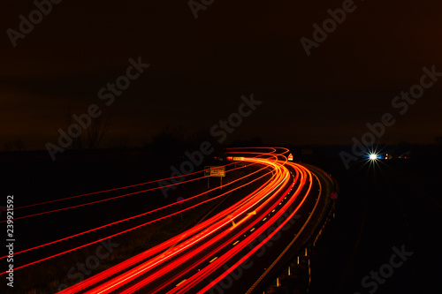 traffic on highway at night long exposure
