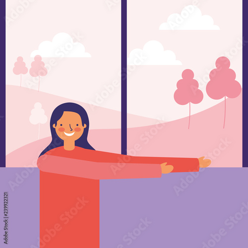 woman stretching daily routine morning