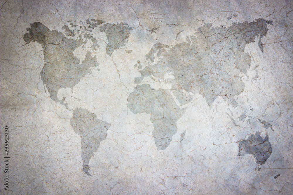 World map vintage pattern/ art concrete texture on background in black.