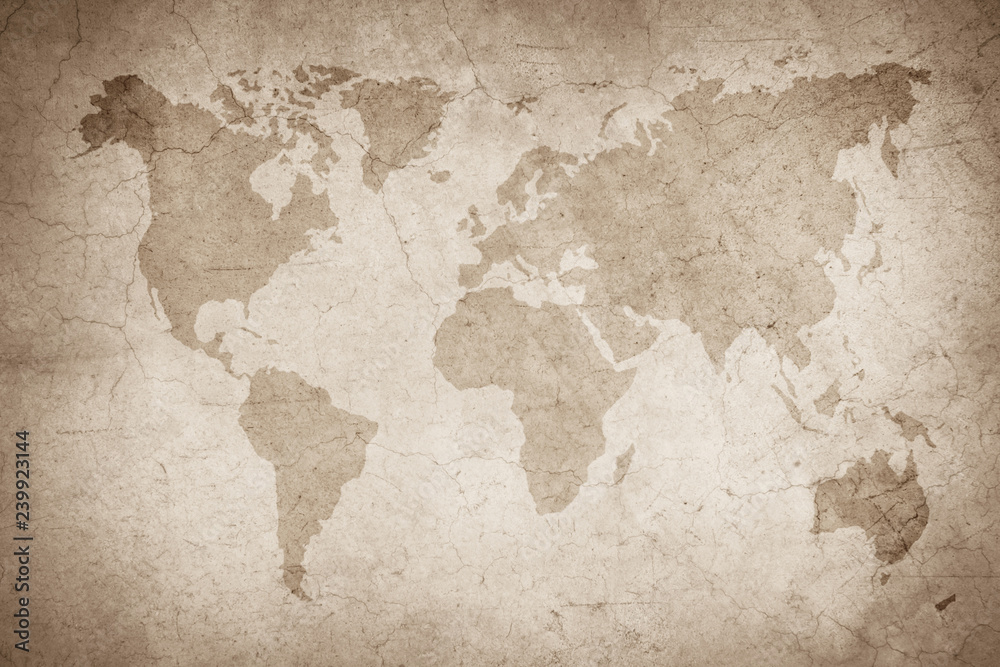 World map vintage pattern/ art concrete texture on background in black.