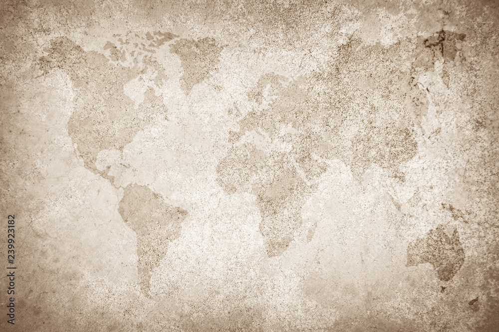 Obraz premium World map vintage pattern/ art concrete texture on background in black.