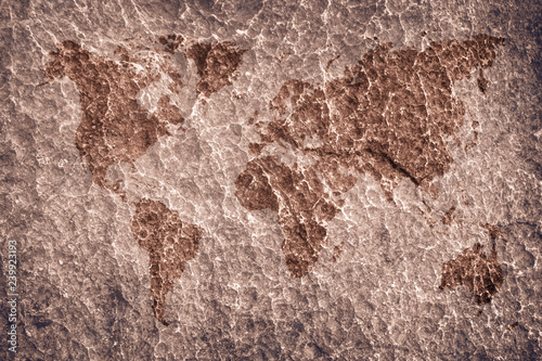 World map vintage pattern/ art concrete texture on background in black.