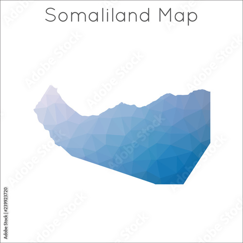 Low poly geometric map of Somaliland, highlighting its unique shape and borders.