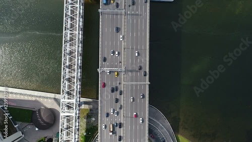 Aerial view - Dorogomilovsky bridge, Moscow, Russia photo