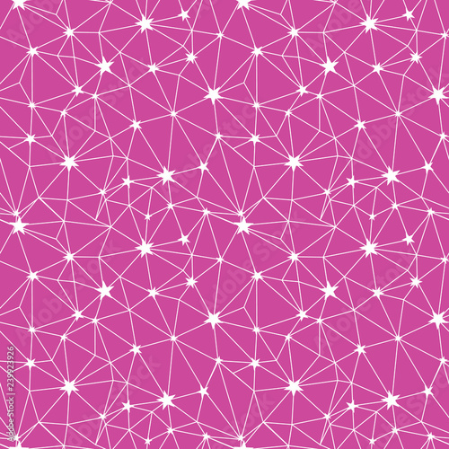 Pink and white stars network vector seamless pattern. Great for space inspire...