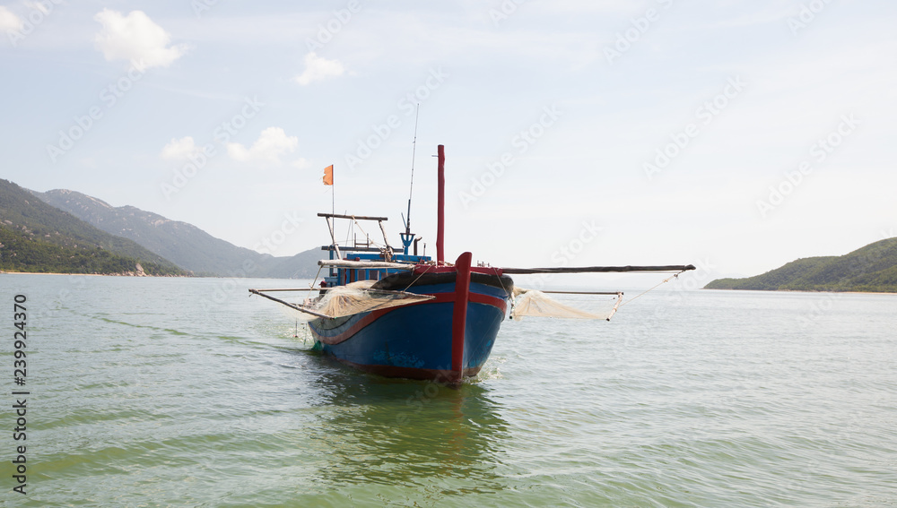 Fishing boat on the sea in Vietnam