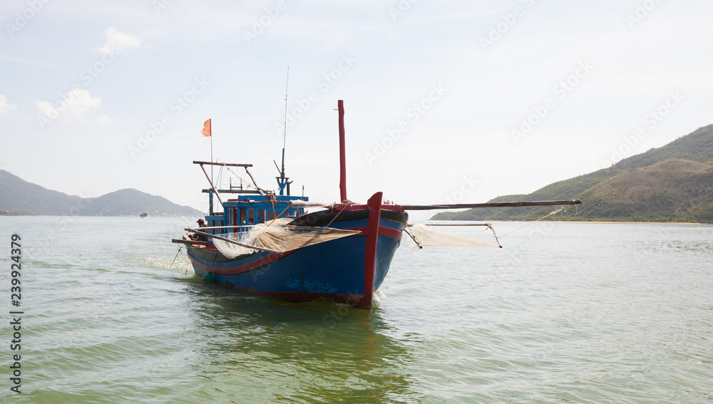 Fishing boat on the sea in Vietnam