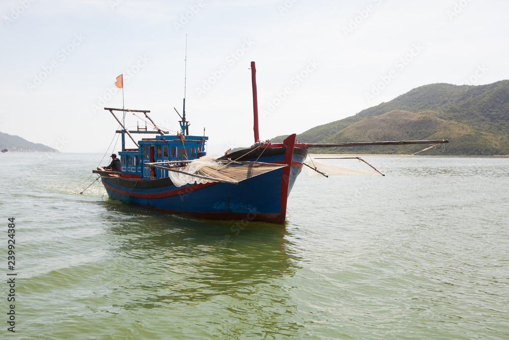 Fishing boat on the sea in Vietnam