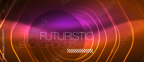 Neon glowing wave, magic energy and light motion background. Vector wallpaper template