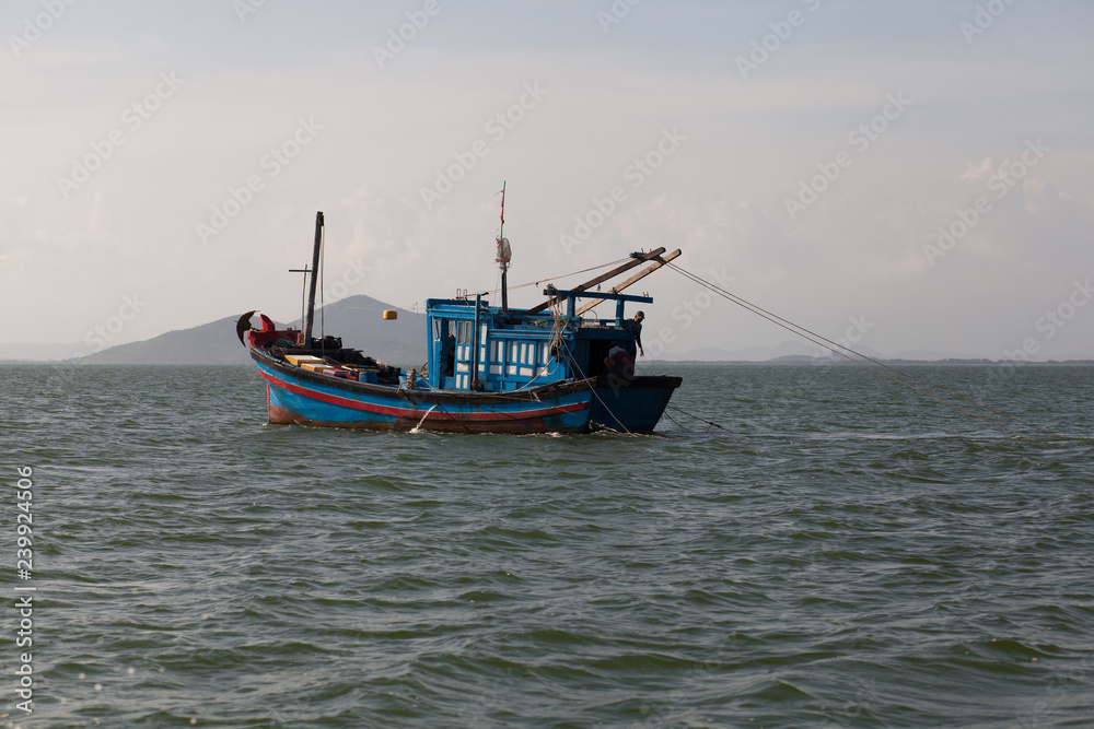 Fishing boat on the sea in Vietnam