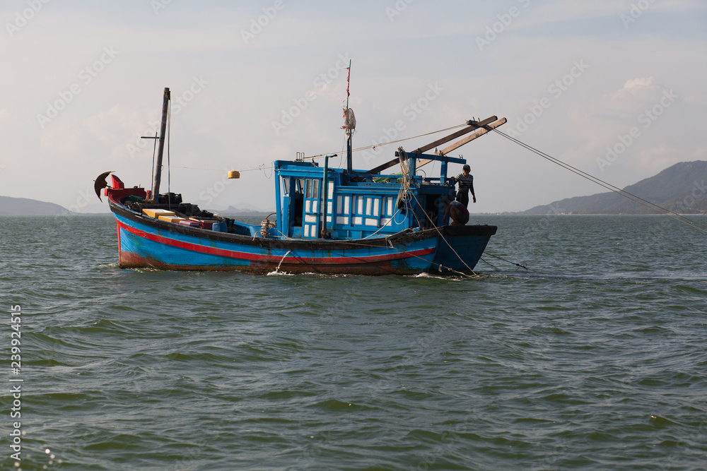 Fishing boat on the sea in Vietnam