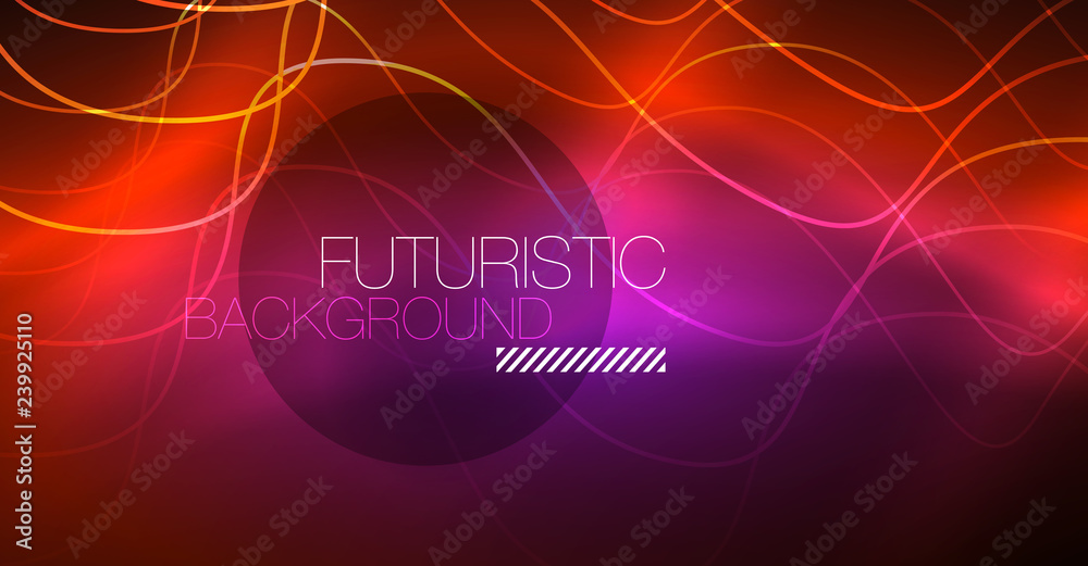 Neon lines wave background. Abstract composition Neon lines wave background. Abstract composition