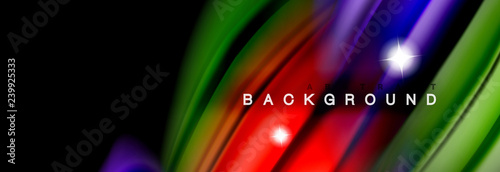 Mixing color waves on black, liquid flowing shapes