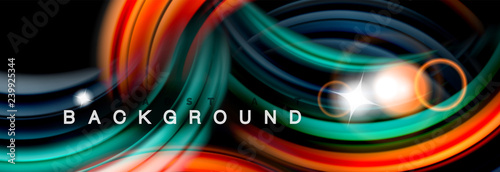 Mixing color waves on black, liquid flowing shapes