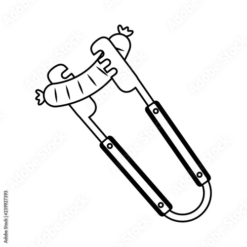 barbecue tongs with sausage