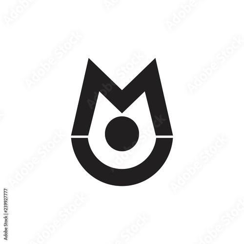 letters mu cute smile geometric design logo vector