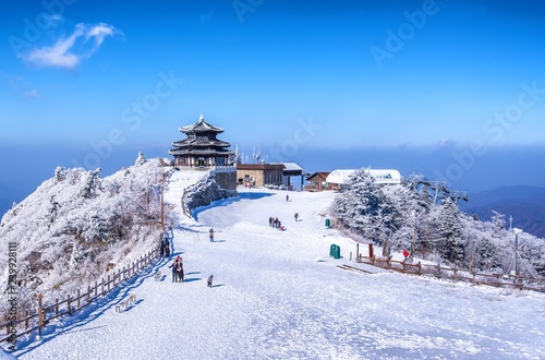 Obraz na płótnie Beauty of winter at deokyusan mountain in muju city south Korea w salonie