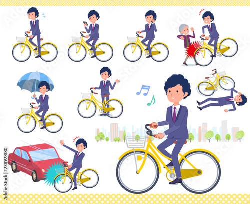 flat type blue suit curly hair men_city cycle